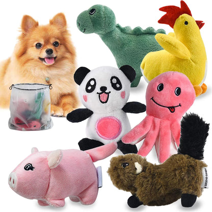 Squeaky Dog Toys for Puppy Small Medium Dogs, Stuffed Samll Dog Toys Bulk with 12 Plush Pet Dog Toy Set, Cute Safe Dog Chew Toys Pack for Puppies Teething (6 Dog Toys)